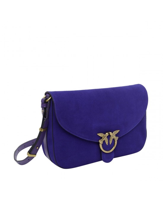 Pinko Love Satchel Classic Suede Blue Electric Τσάντα Ώμου