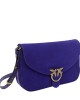 Pinko Love Satchel Classic Suede Blue Electric Τσάντα Ώμου