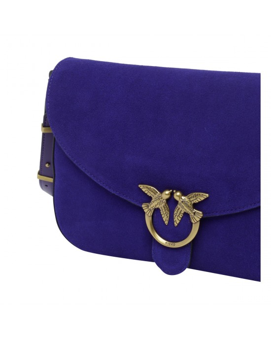 Pinko Love Satchel Classic Suede Blue Electric Τσάντα Ώμου
