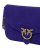Pinko Love Satchel Classic Suede Blue Electric Τσάντα Ώμου