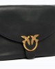 Pinko Satchell Classic Medium Leather With Love Birds Diamond Cut Buckle Black Τσάντα Ώμου