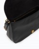 Pinko Satchell Classic Medium Leather With Love Birds Diamond Cut Buckle Black Τσάντα Ώμου
