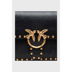Pinko Love One Slouchy Studs Leather Black Τσάντα Ώμου