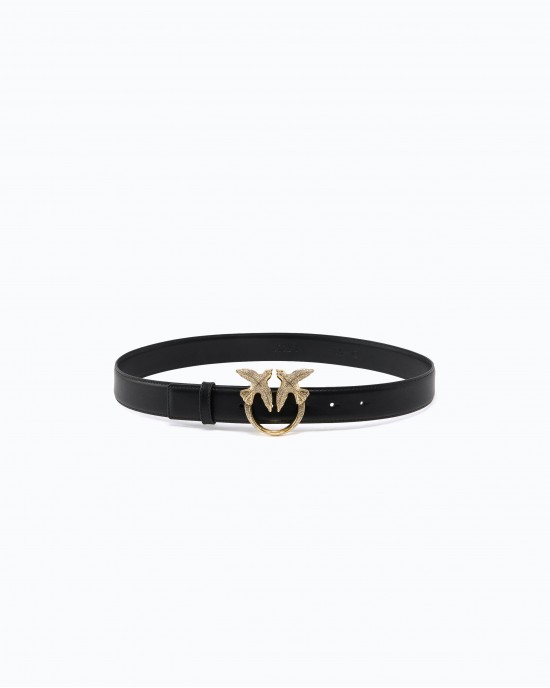 Pinko Low Love Berry Leather Jewel Buckle H3 Black Ζώνη