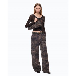 Pinko Haiku Cotton With Floral Camouflage Motif Multicolor Green-Black Παντελόνι