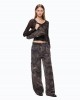 Pinko Haiku Cotton With Floral Camouflage Motif Multicolor Green-Black Παντελόνι