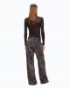 Pinko Haiku Cotton With Floral Camouflage Motif Multicolor Green-Black Παντελόνι