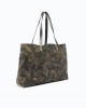 Pinko Tote Suede Camouflage Print Military Green Τσάντα Ώμου