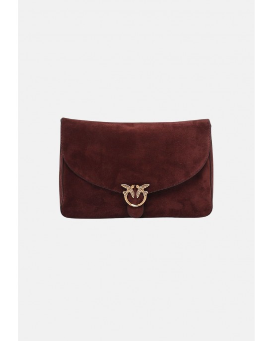 Pinko Love Satchel Big Suede Dark Red Τσάντα Ώμου