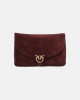 Pinko Love Satchel Big Suede Dark Red Τσάντα Ώμου
