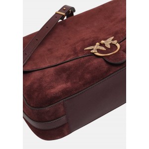 Pinko Love Satchel Big Suede Dark Red Τσάντα Ώμου