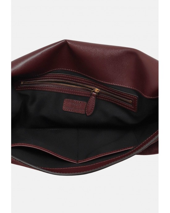 Pinko Love Satchel Big Suede Dark Red Τσάντα Ώμου