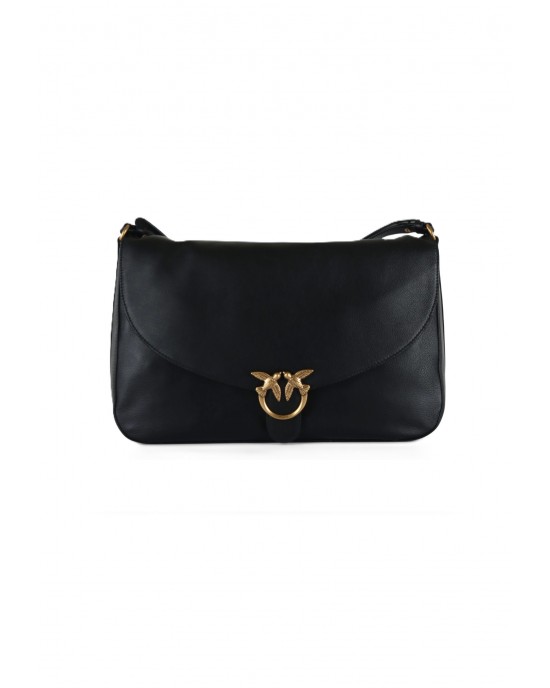 Pinko Love Satchel Big Leather Black Τσάντα Ώμου