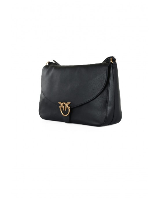 Pinko Love Satchel Big Leather Black Τσάντα Ώμου