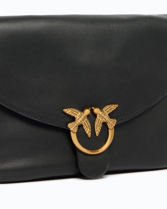 Pinko Love Satchel Big Leather Black Τσάντα Ώμου