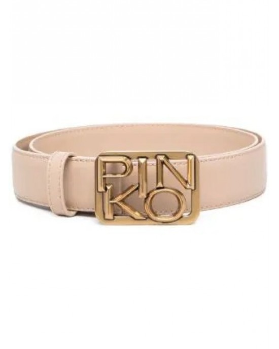 Pinko Logo Hips Simply Vit. Seta Antique Gold Ζώνη Μπεζ