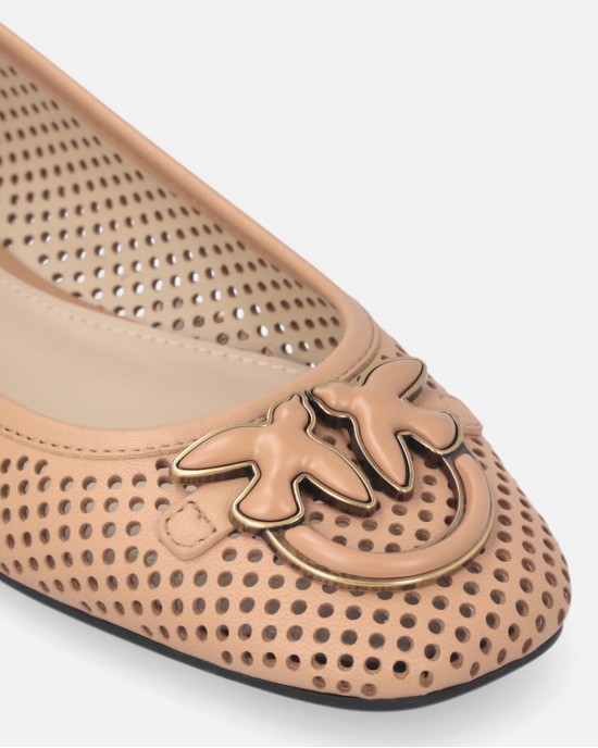 Pinko Max 11 Perforated Ballerinas With Love Birds Logo Blush Μπαλαρίνες