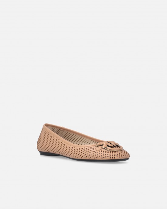 Pinko Max 11 Perforated Ballerinas With Love Birds Logo Blush Μπαλαρίνες
