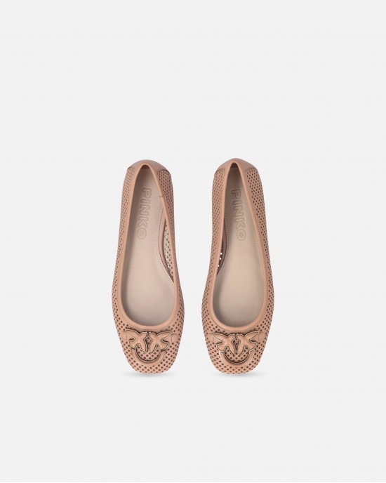 Pinko Max 11 Perforated Ballerinas With Love Birds Logo Blush Μπαλαρίνες