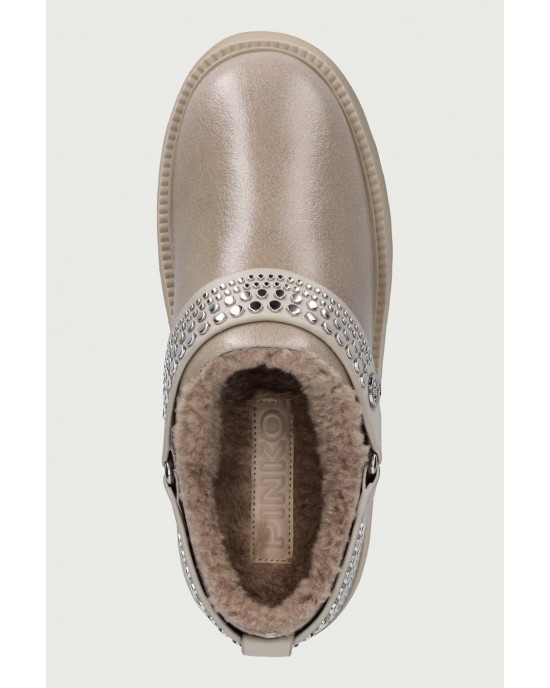Pinko Martina 05 Ivory Calf Leather Ankle Μποτάκια