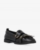 Pinko Nora Studded Fringed Loafers Black Μοκασίνια