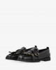 Pinko Nora Studded Fringed Loafers Black Μοκασίνια
