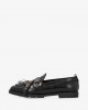 Pinko Nora Studded Fringed Loafers Black Μοκασίνια