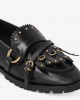 Pinko Nora Studded Fringed Loafers Black Μοκασίνια