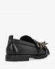 Pinko Nora Studded Fringed Loafers Black Μοκασίνια