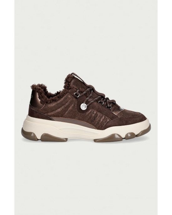 Pinko Athena 01 Cow Suede Fur Brown Αθλητικά Παπούτσια