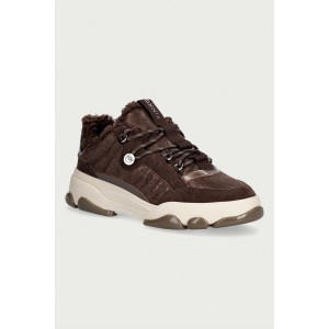 Pinko Athena 01 Cow Suede Fur Brown Αθλητικά Παπούτσια