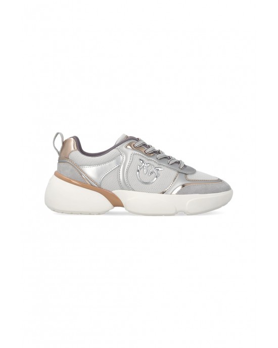 Pinko Alba 03 Cow Suede Silver Αθλητικά Παπούτσια