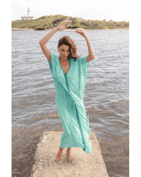 Pitusa Braided Fringe Abaya Teal Φόρεμα Pitusa Braided Fringe Abaya Teal Φόρεμα