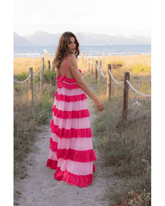 Pitusa Colorblock Tiered Ruffle Light Pink Φόρεμα