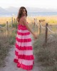 Pitusa Colorblock Tiered Ruffle Light Pink Φόρεμα