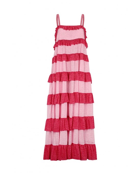 Pitusa Colorblock Tiered Ruffle Light Pink Φόρεμα
