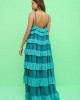 Pitusa Colorblock Tiered Ruffle Teal Φόρεμα