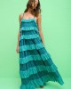 Pitusa Colorblock Tiered Ruffle Teal Φόρεμα