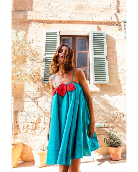 Pitusa Crochet Flower Tea Teal Φόρεμα Pitusa Crochet Flower Tea Teal Φόρεμα