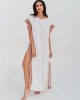 Pitusa Crinkle Open Side Maxi Kaftan White Φόρεμα