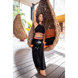 Pitusa Halter Top & Wide Leg Παντελόνι Black