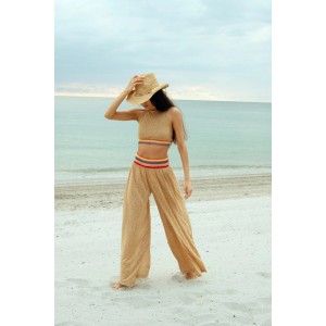 Pitusa Halter Top & Wide Leg Παντελόνι Nude