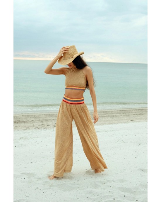 Pitusa Halter Top & Wide Leg Παντελόνι Nude