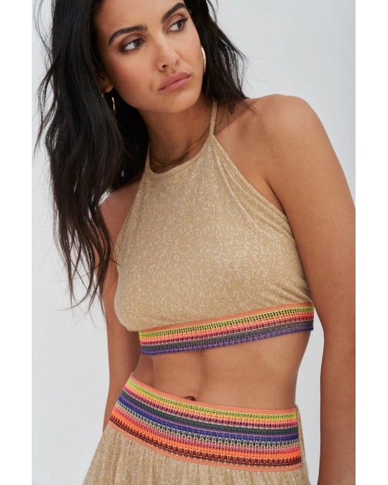 Pitusa Halter Top & Wide Leg Παντελόνι Nude