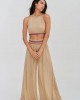Pitusa Halter Top & Wide Leg Παντελόνι Nude