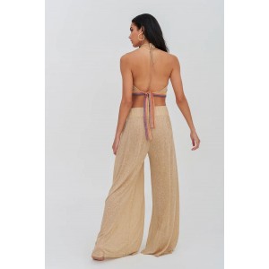 Pitusa Halter Top & Wide Leg Παντελόνι Nude