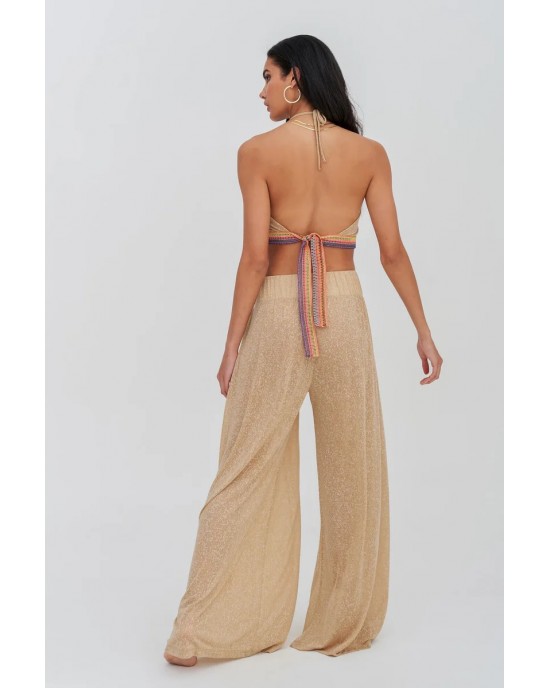 Pitusa Halter Top & Wide Leg Παντελόνι Nude