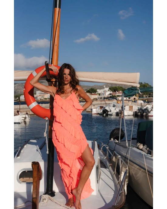 Pitusa Mermaid Asymetric Ruffle Watermelon Φόρεμα