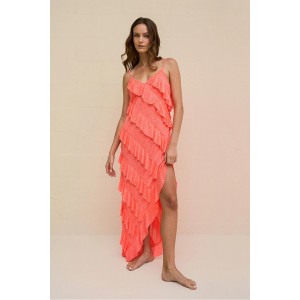 Pitusa Mermaid Asymetric Ruffle Watermelon Φόρεμα