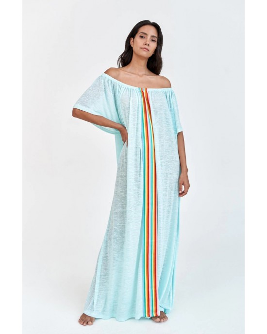 Pitusa Off The Shoulder Beach Kaftan Φόρεμα Aqua